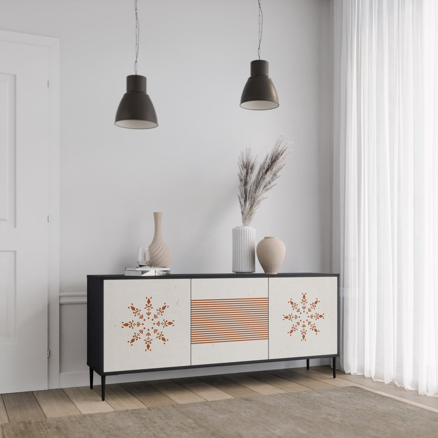 Credenza DAILY HARMONY a 3 ante in finitura nera