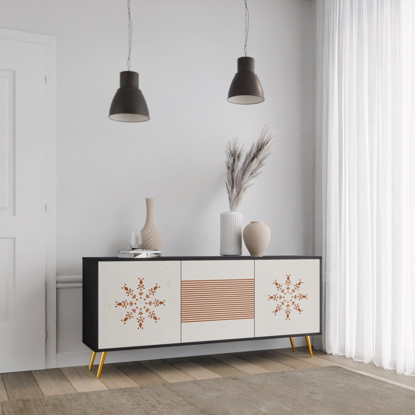 Credenza DAILY HARMONY a 3 ante in finitura nera