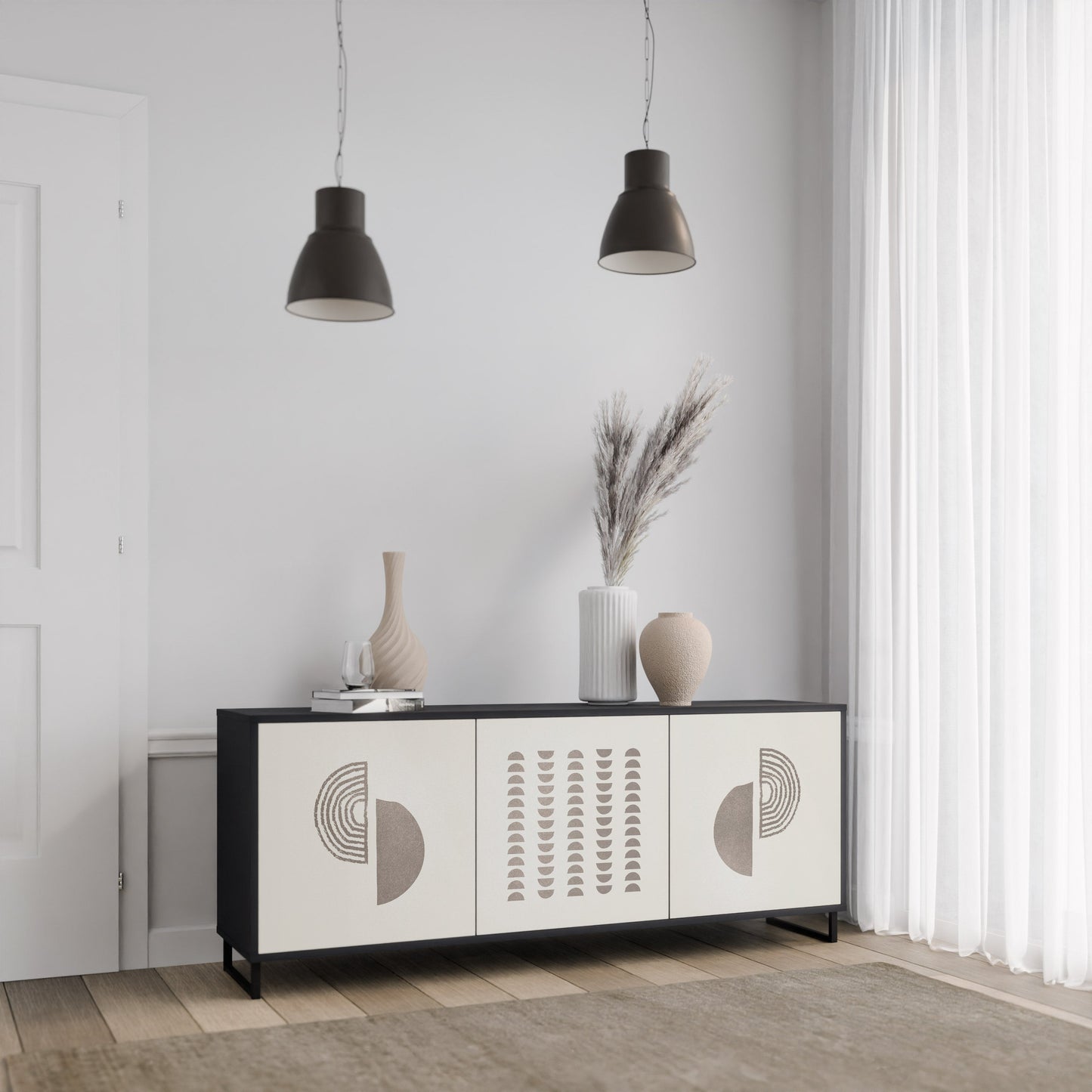 Credenza HARMONY ESSENCE a 3 ante in finitura nera