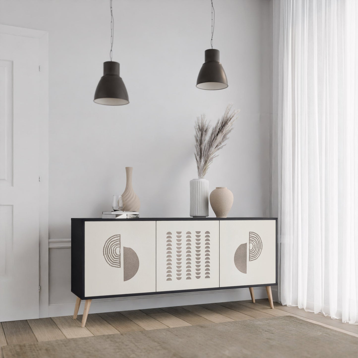 Credenza HARMONY ESSENCE a 3 ante in finitura nera
