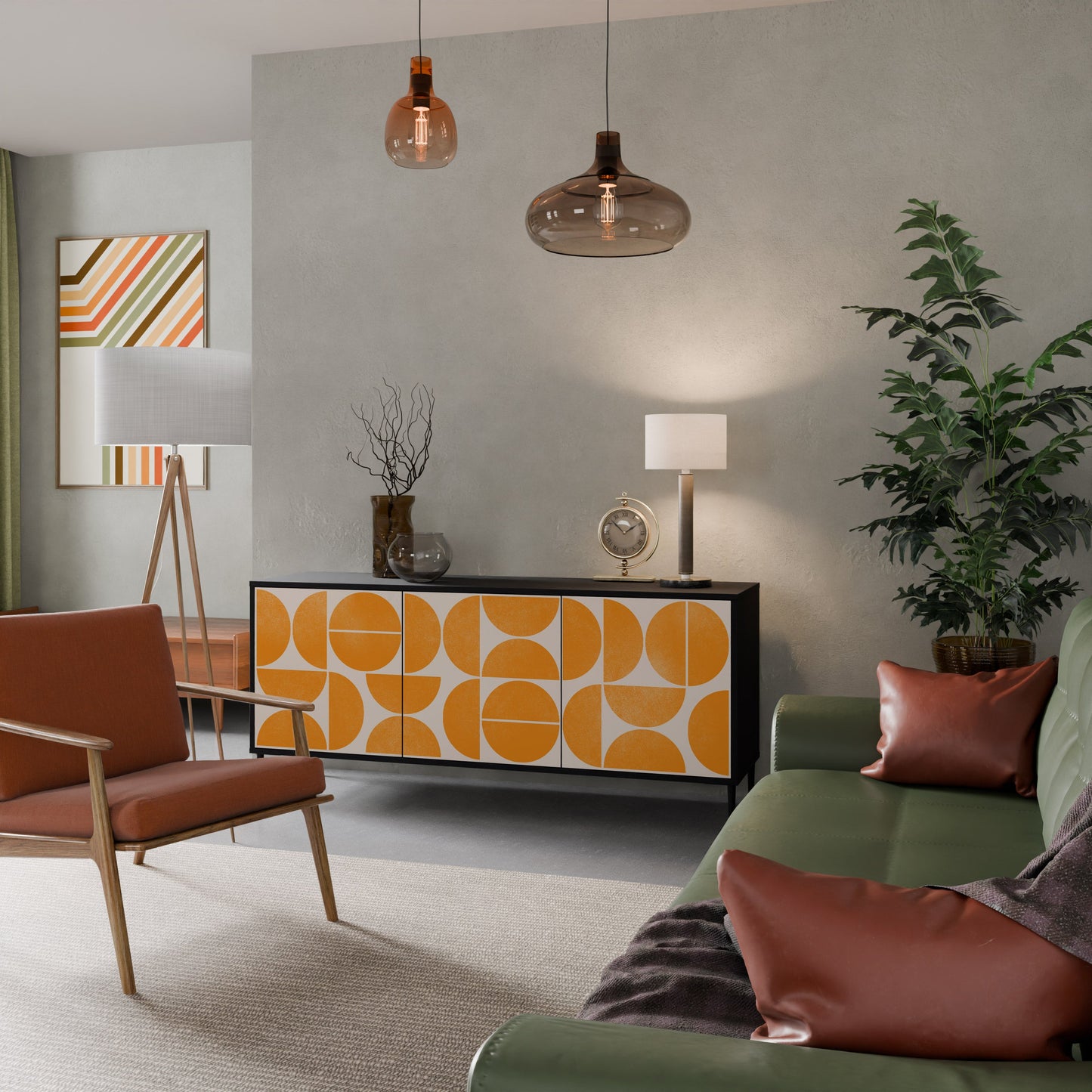 Credenza a 3 ante RECURRING DREAMS in finitura nera