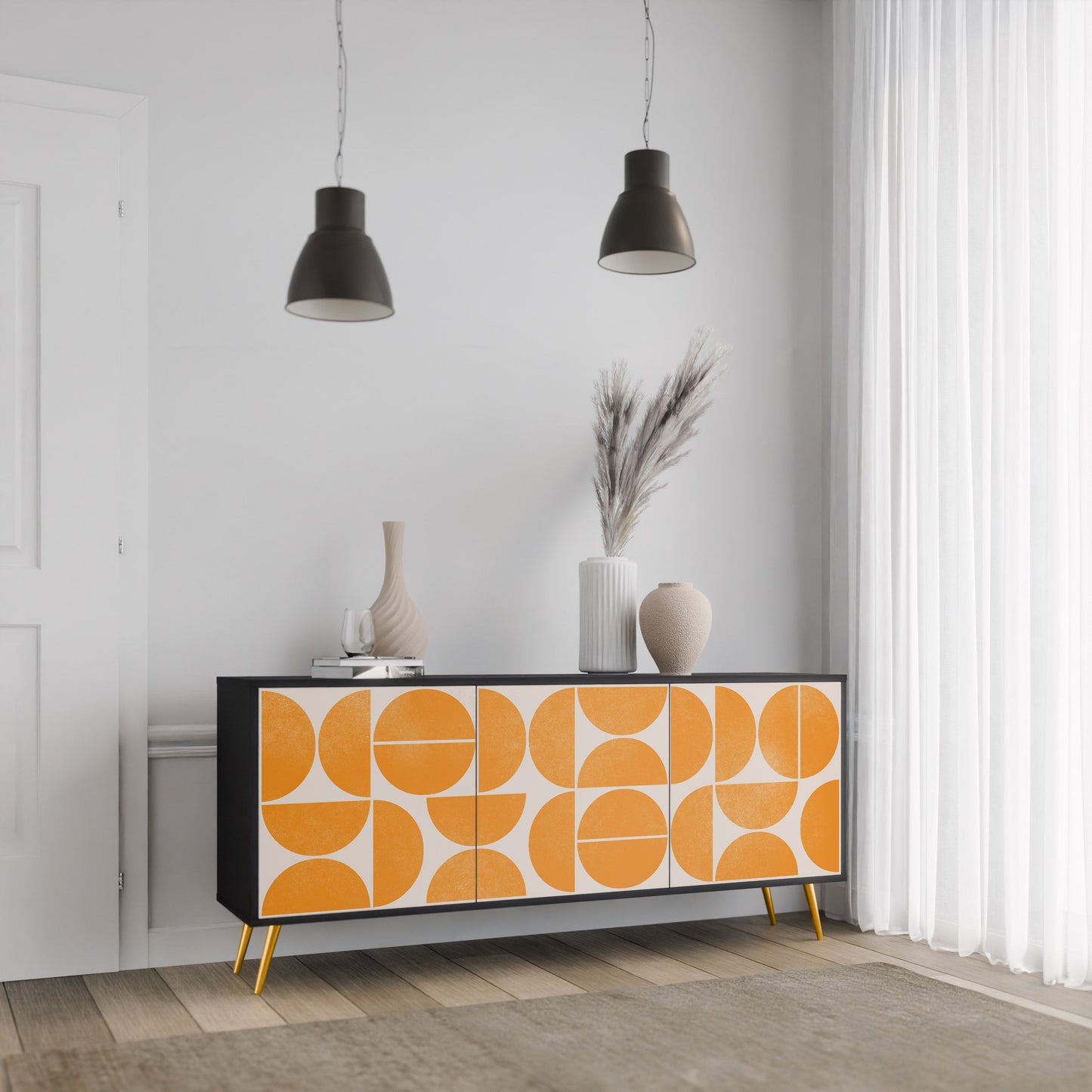 Credenza a 3 ante RECURRING DREAMS in finitura nera