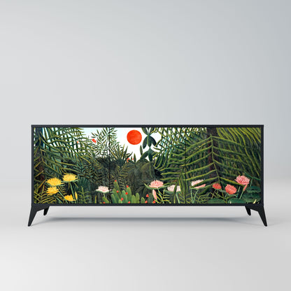 VIRGIN FOREST WITH SUNSET 3-Door Sideboard in Black Finish