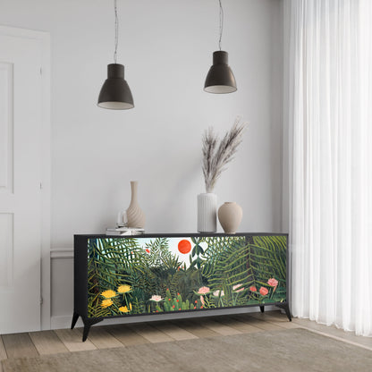 VIRGIN FOREST WITH SUNSET 3-Door Sideboard in Black Finish