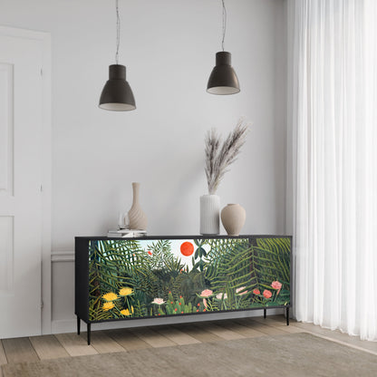 VIRGIN FOREST WITH SUNSET 3-Door Sideboard in Black Finish