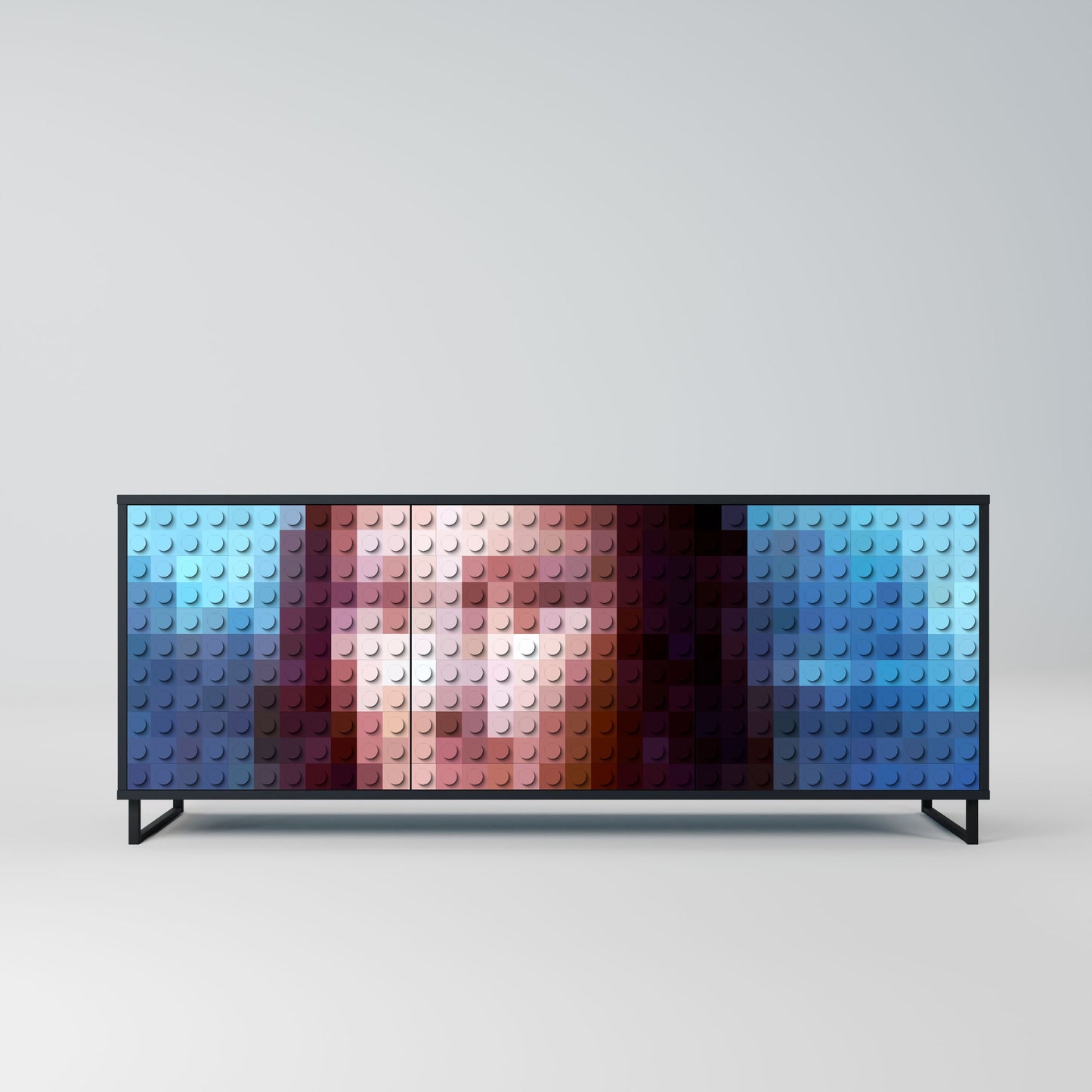 Credenza a 3 ante CONSTRUCTIVE ART in finitura nera