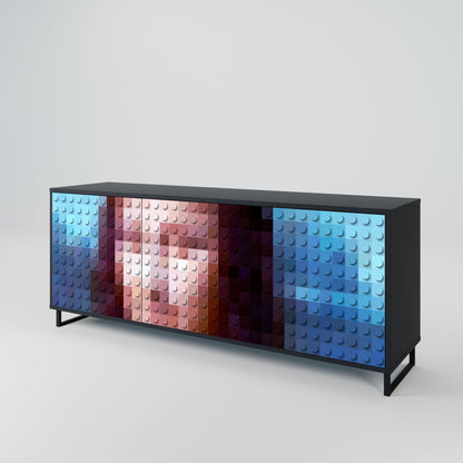 Credenza a 3 ante CONSTRUCTIVE ART in finitura nera
