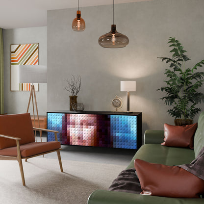 Credenza a 3 ante CONSTRUCTIVE ART in finitura nera