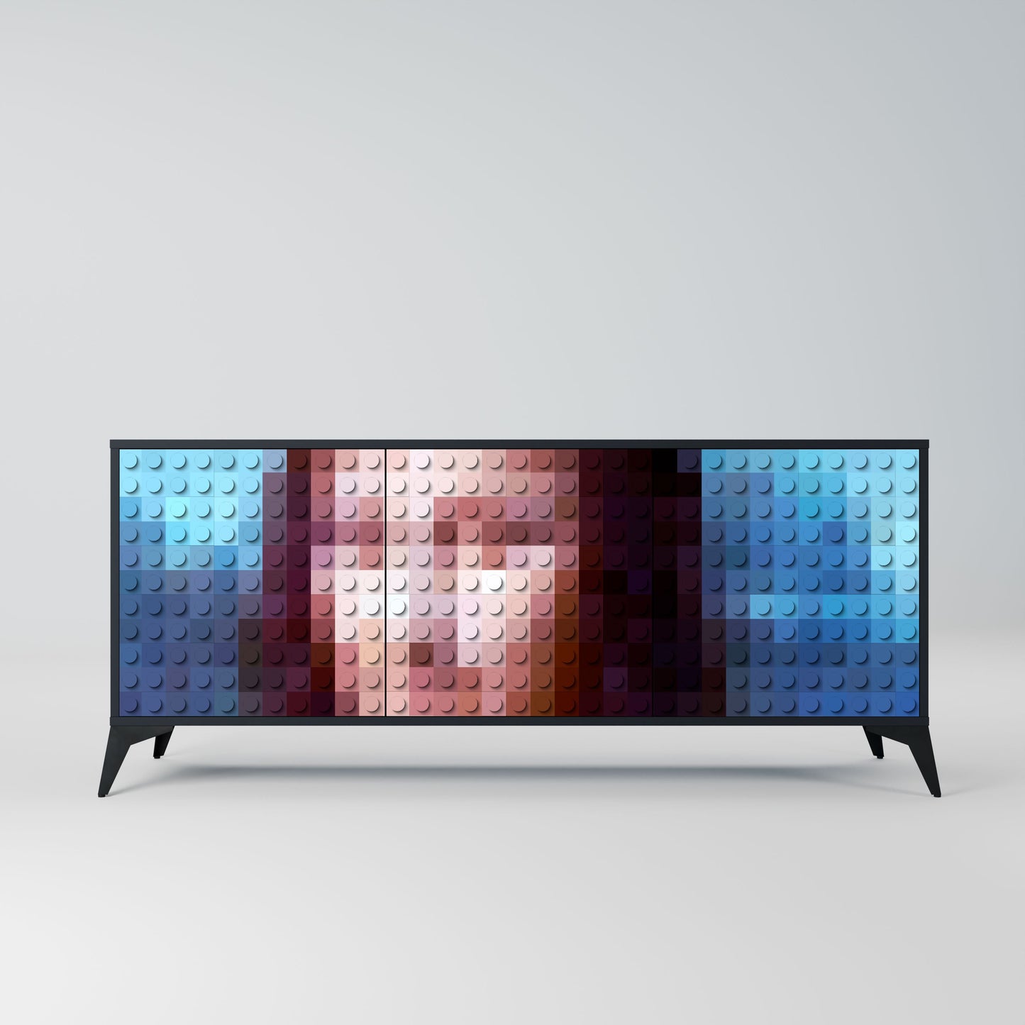 Credenza a 3 ante CONSTRUCTIVE ART in finitura nera