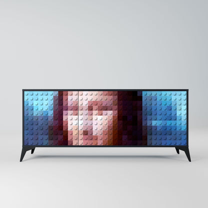 Credenza a 3 ante CONSTRUCTIVE ART in finitura nera