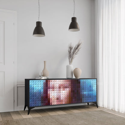 Credenza a 3 ante CONSTRUCTIVE ART in finitura nera