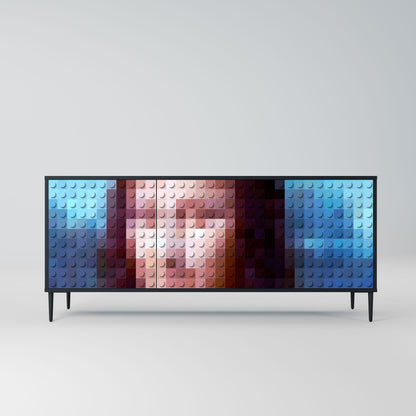 Credenza a 3 ante CONSTRUCTIVE ART in finitura nera
