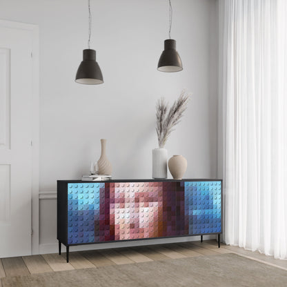 Credenza a 3 ante CONSTRUCTIVE ART in finitura nera