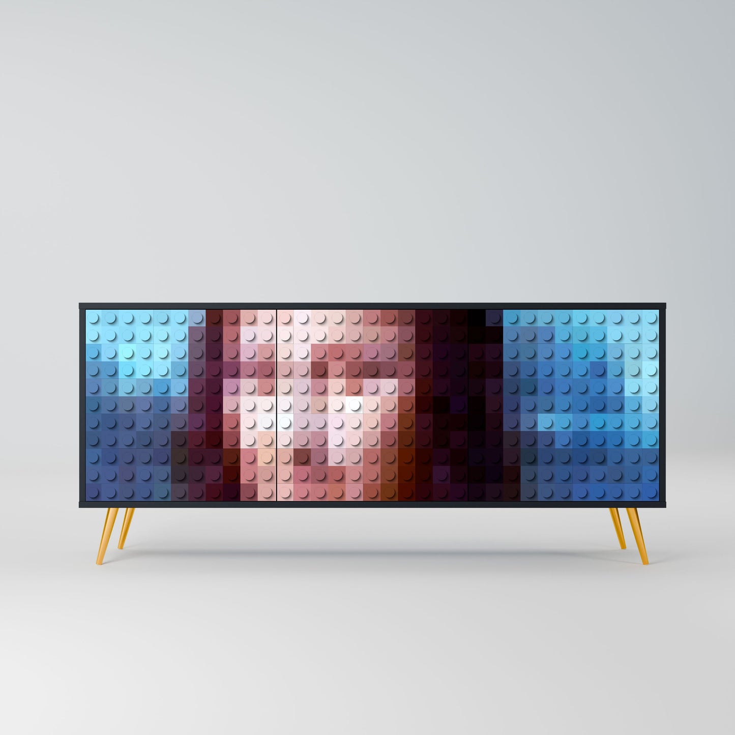 Credenza a 3 ante CONSTRUCTIVE ART in finitura nera
