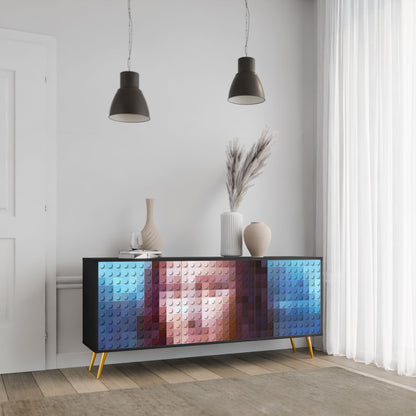Credenza a 3 ante CONSTRUCTIVE ART in finitura nera