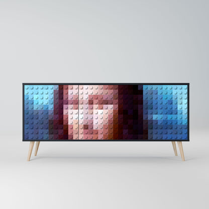 Credenza a 3 ante CONSTRUCTIVE ART in finitura nera