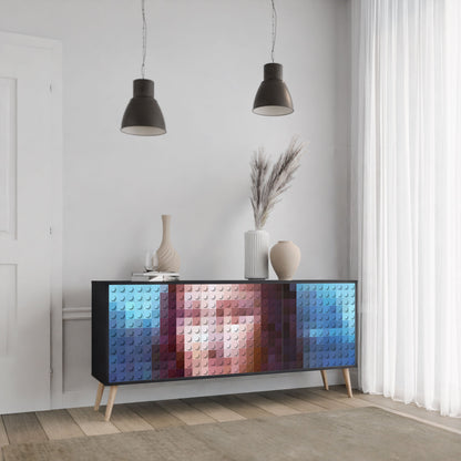 Credenza a 3 ante CONSTRUCTIVE ART in finitura nera