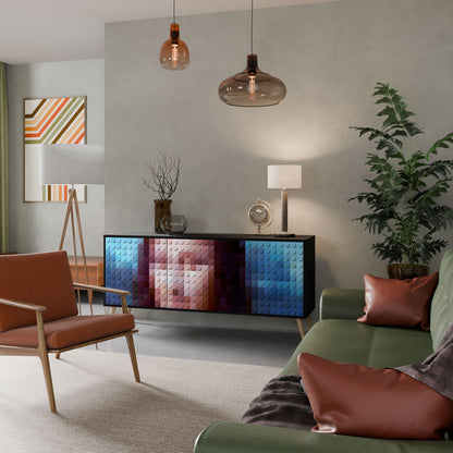 Credenza a 3 ante CONSTRUCTIVE ART in finitura nera