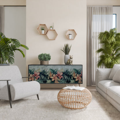 Credenza a 3 ante HEAVENLY BLOOM con finitura nera