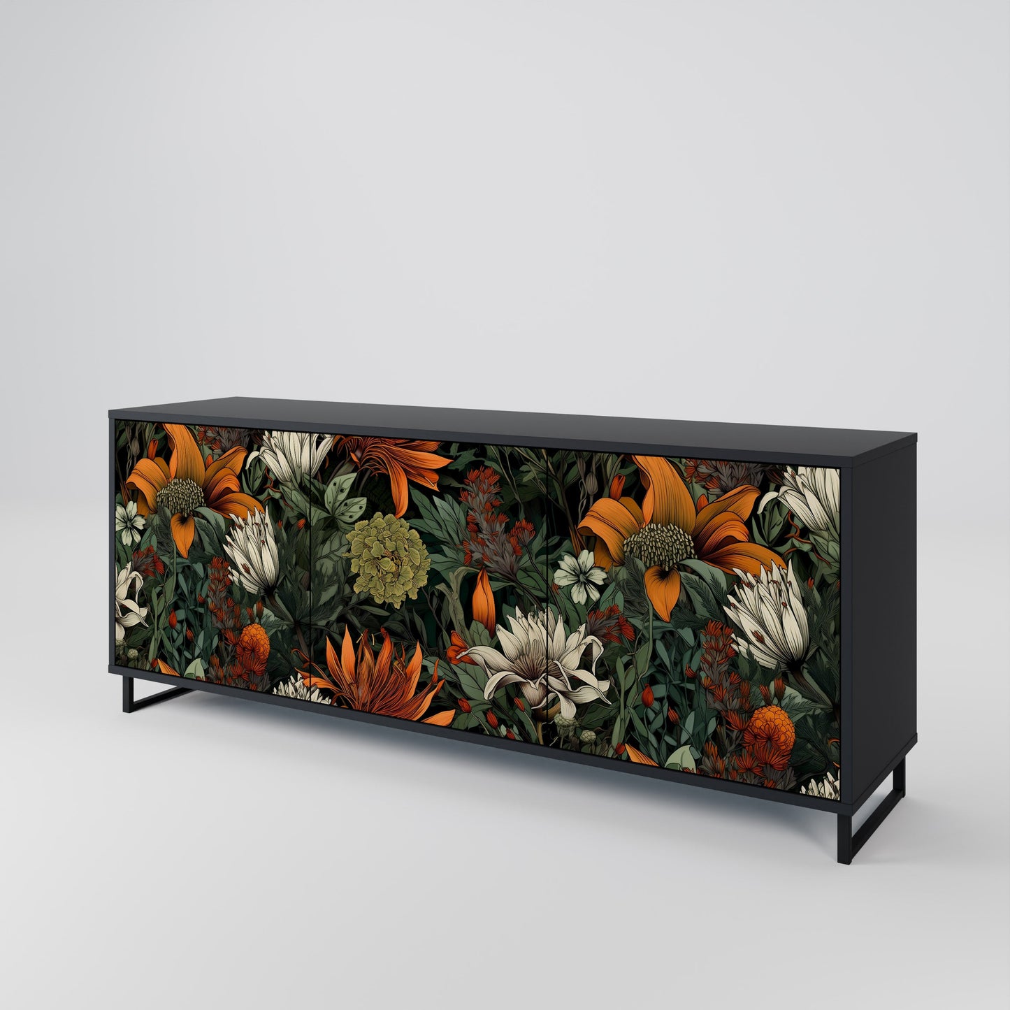 Credenza a 3 ante MIDNIGHT SPROUT in finitura nera