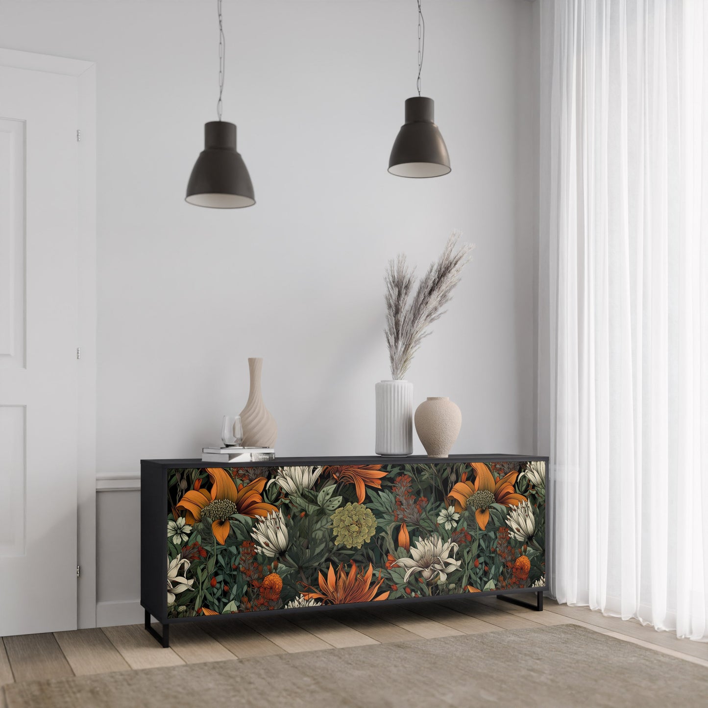 Credenza a 3 ante MIDNIGHT SPROUT in finitura nera