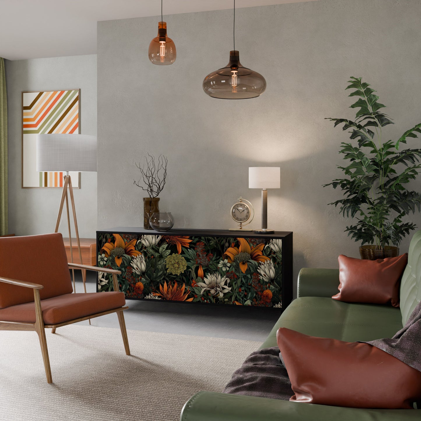 Credenza a 3 ante MIDNIGHT SPROUT in finitura nera