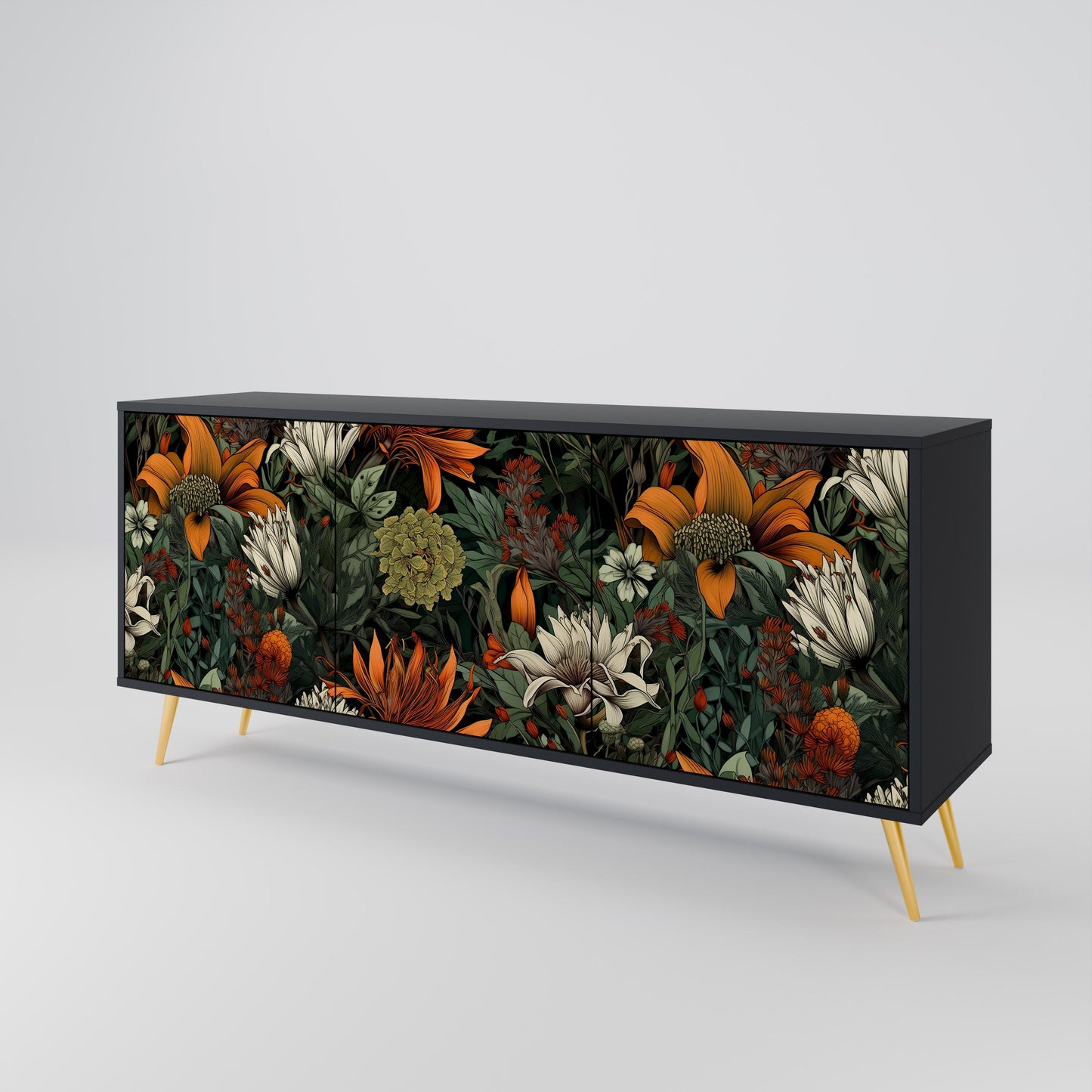Credenza a 3 ante MIDNIGHT SPROUT in finitura nera