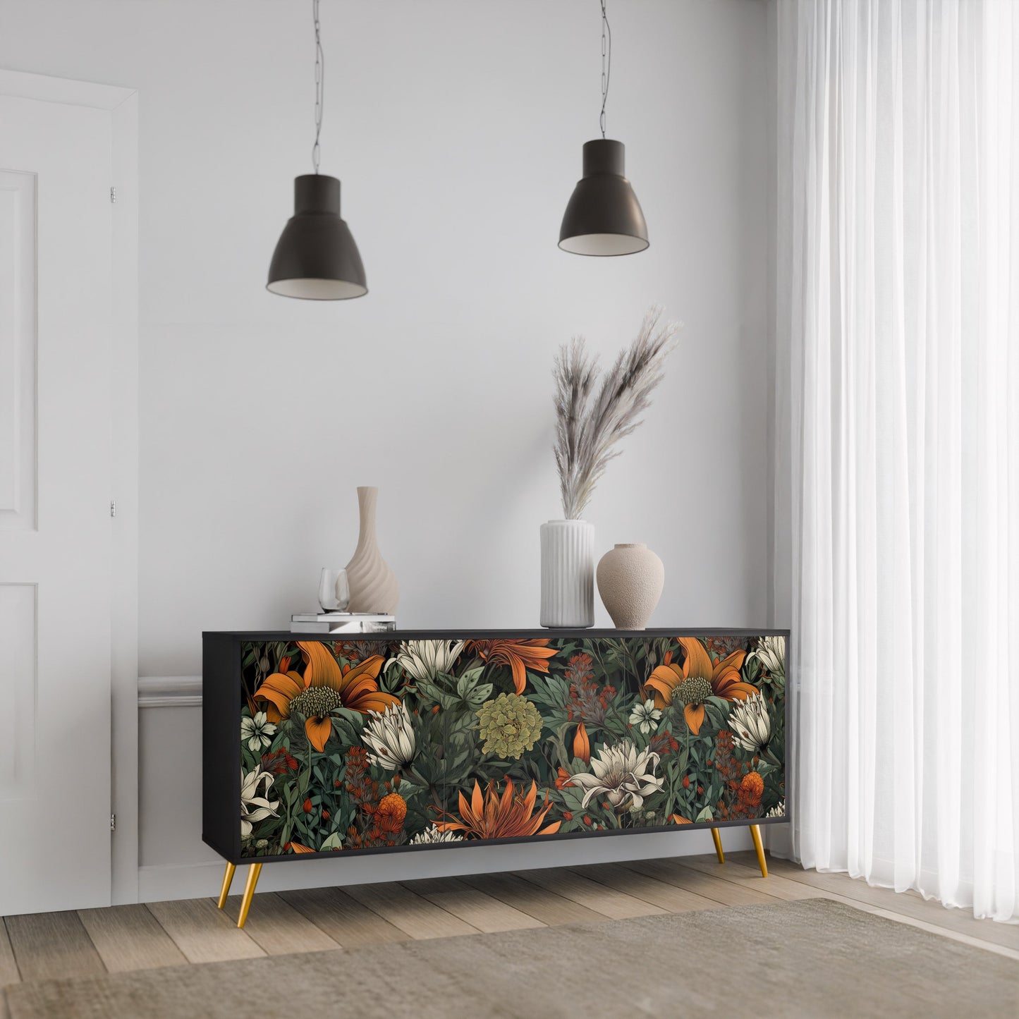Credenza a 3 ante MIDNIGHT SPROUT in finitura nera
