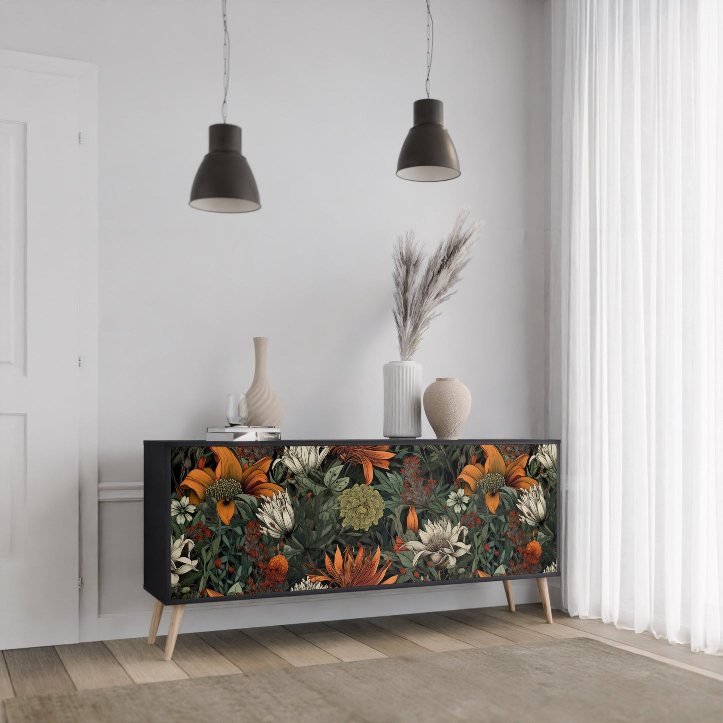 Credenza a 3 ante MIDNIGHT SPROUT in finitura nera
