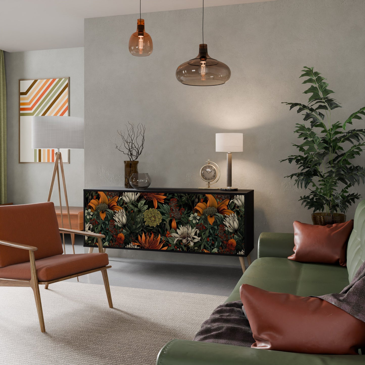 Credenza a 3 ante MIDNIGHT SPROUT in finitura nera