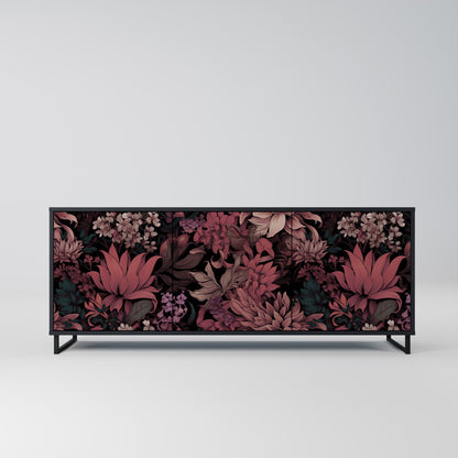 Credenza a 3 ante FLORAL WHISPER in finitura nera
