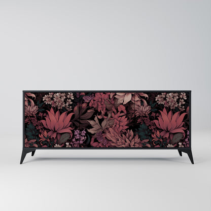 Credenza a 3 ante FLORAL WHISPER in finitura nera