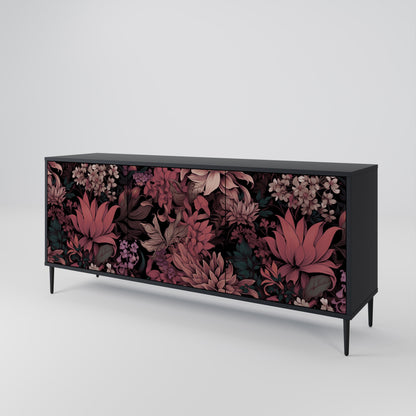 Credenza a 3 ante FLORAL WHISPER in finitura nera