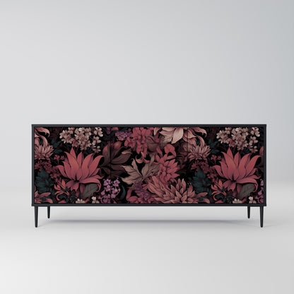 Credenza a 3 ante FLORAL WHISPER in finitura nera