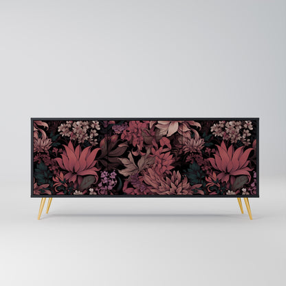 Credenza a 3 ante FLORAL WHISPER in finitura nera