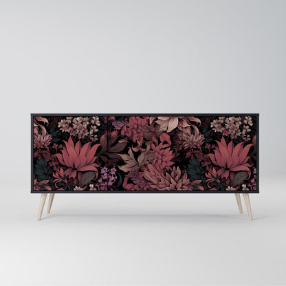 Credenza a 3 ante FLORAL WHISPER in finitura nera