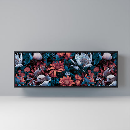 ETHEREAL BLOSSOMS Madia a 3 Ante in Finitura Nera