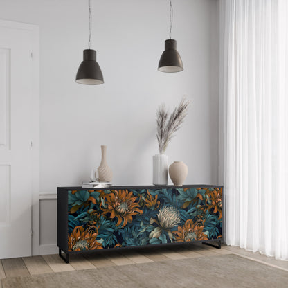 Credenza a 3 ante MORNING BLOOM in finitura nera