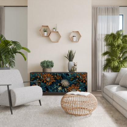 Credenza a 3 ante MORNING BLOOM in finitura nera