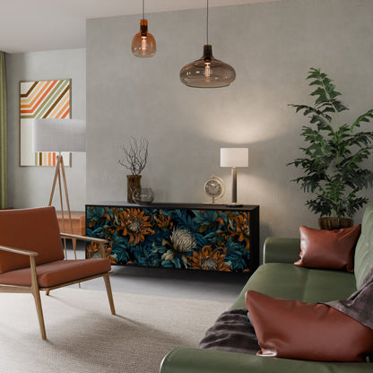 Credenza a 3 ante MORNING BLOOM in finitura nera