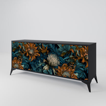 Credenza a 3 ante MORNING BLOOM in finitura nera