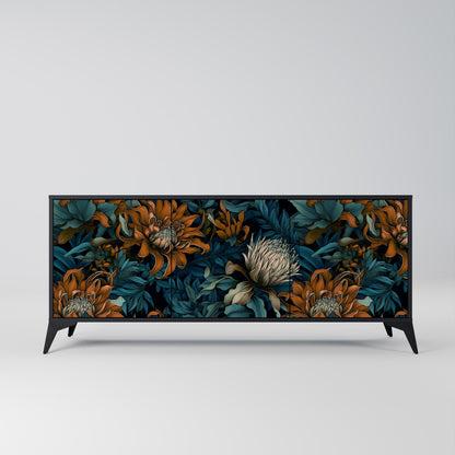 Credenza a 3 ante MORNING BLOOM in finitura nera