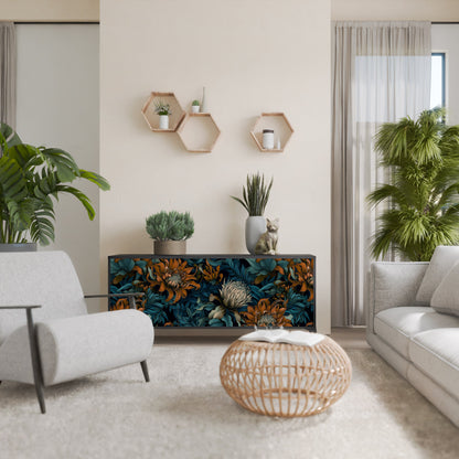 Credenza a 3 ante MORNING BLOOM in finitura nera