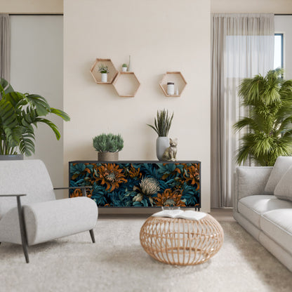 Credenza a 3 ante MORNING BLOOM in finitura nera