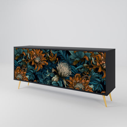 Credenza a 3 ante MORNING BLOOM in finitura nera