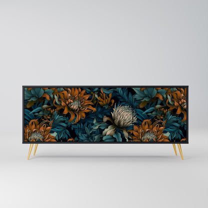Credenza a 3 ante MORNING BLOOM in finitura nera