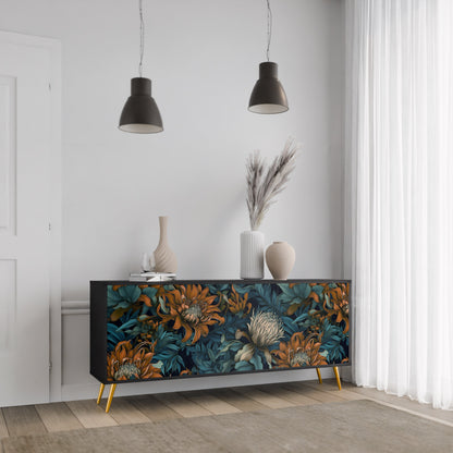 Credenza a 3 ante MORNING BLOOM in finitura nera
