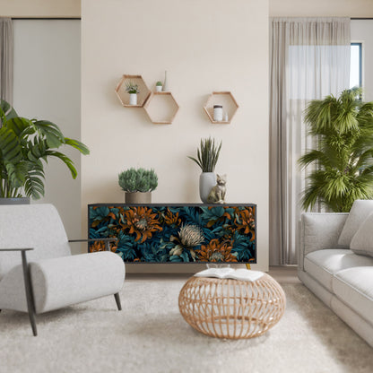 Credenza a 3 ante MORNING BLOOM in finitura nera
