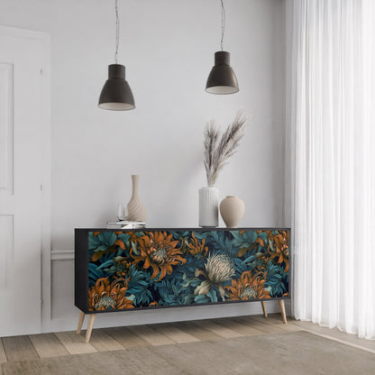 Credenza a 3 ante MORNING BLOOM in finitura nera