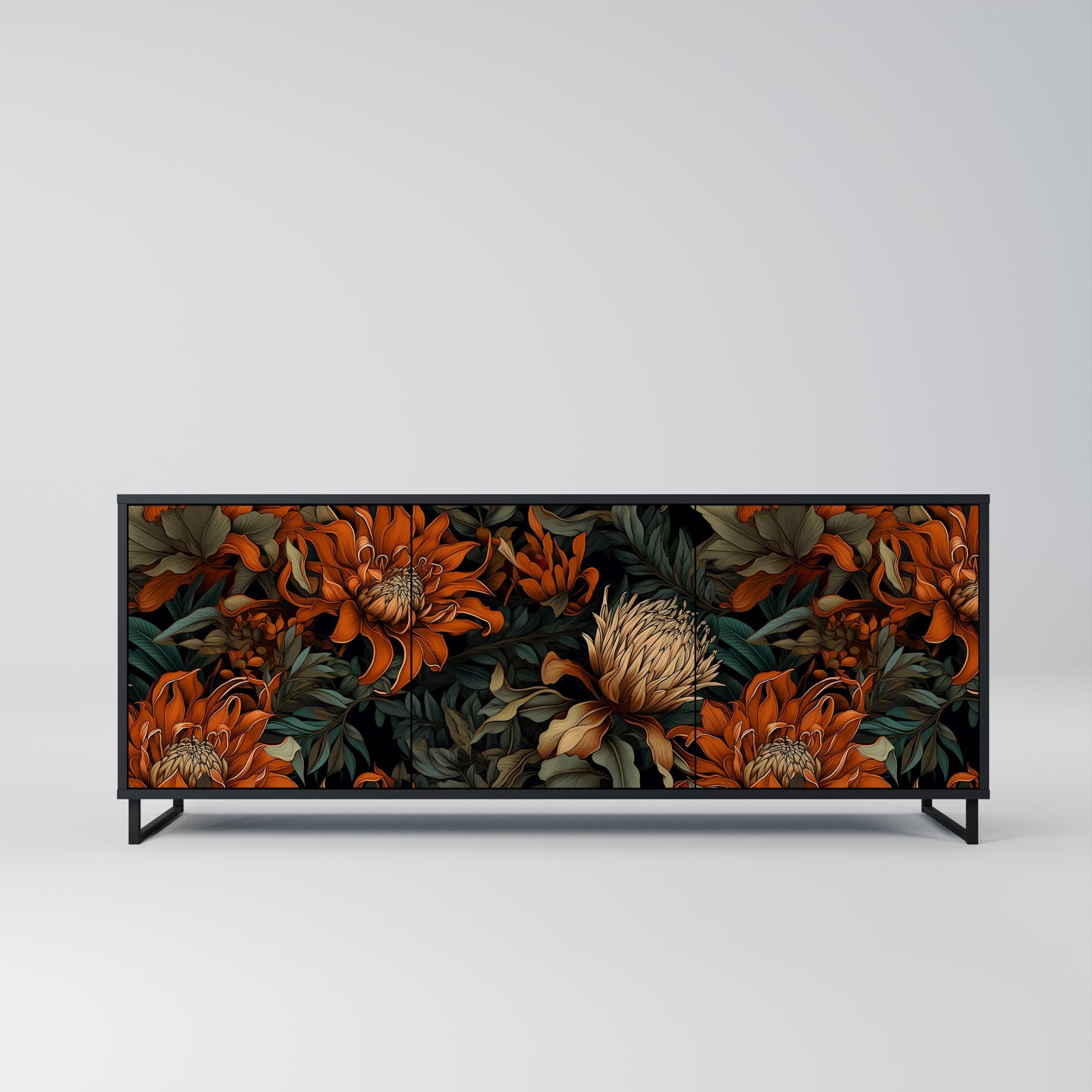 Credenza a 3 ante DAWN BLOOM in finitura nera